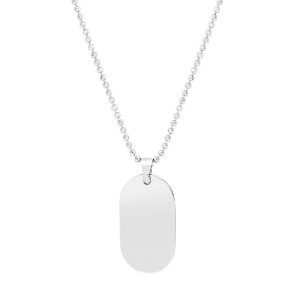 Silver Oval Tag Necklace