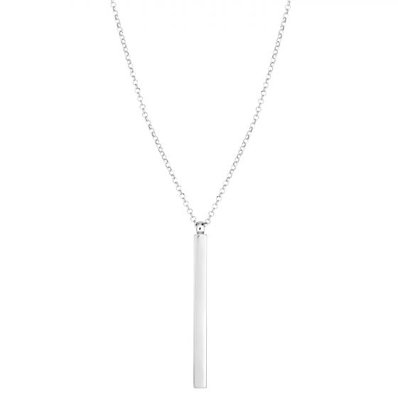 Silver Vertical Long Bar Necklace