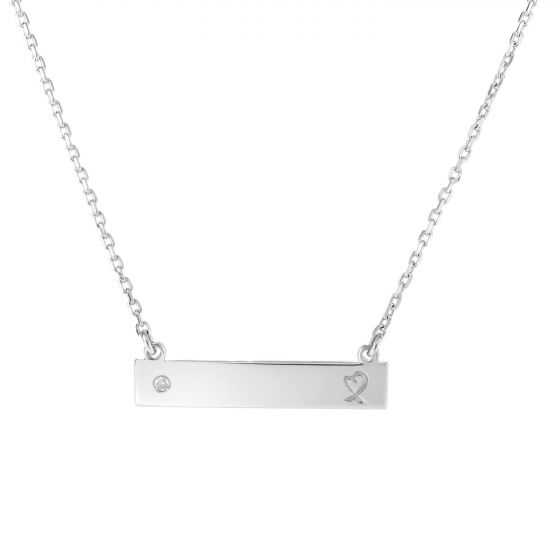 Silver ID Bar Diamond Accent Necklace