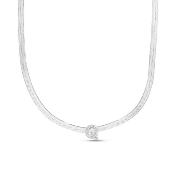 Silver Q CZ Initial Necklace
