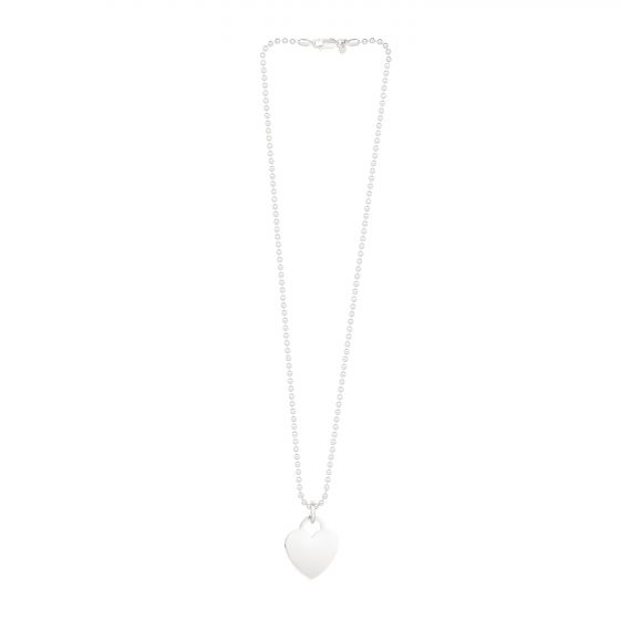 Silver Polished Heart Charm Necklace