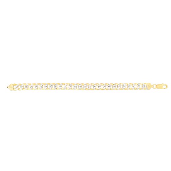 Silver Plated 7.2mm White Pave Comfort Pave Curb Chain 