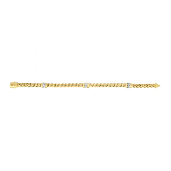 14K Gold Woven Diamond Station Bracelet