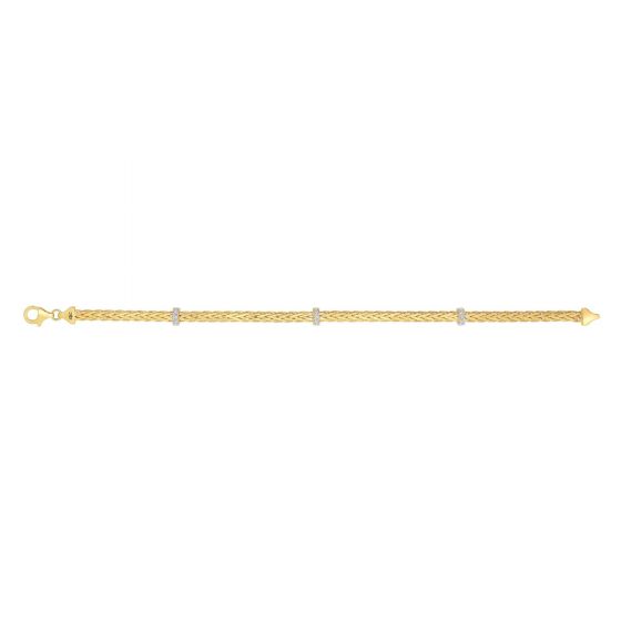 14K Gold Woven Stationed Diamond Bracelet
