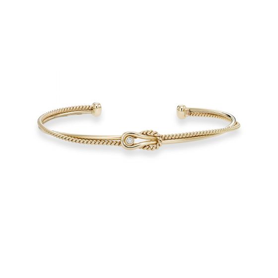 14K Gold Italian Cable L'Infinito Diamond Knot Cuff