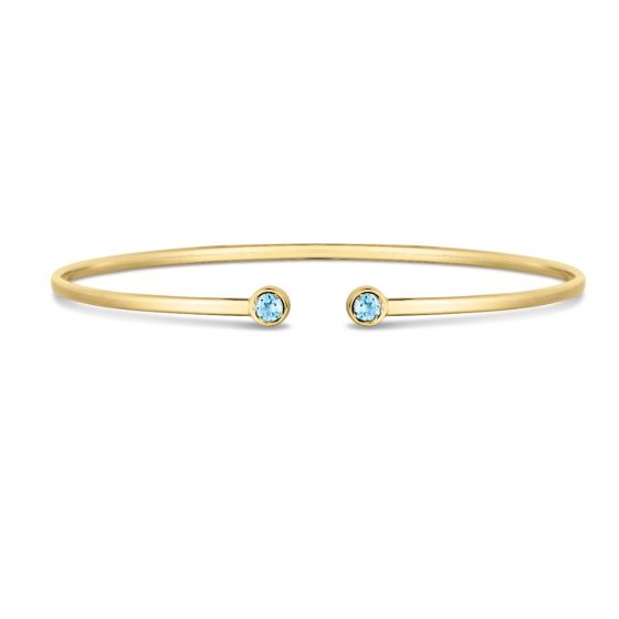 14K Blue Topaz Open Cuff Bangle