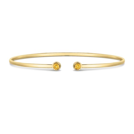 14K Citrine Open Cuff Bangle