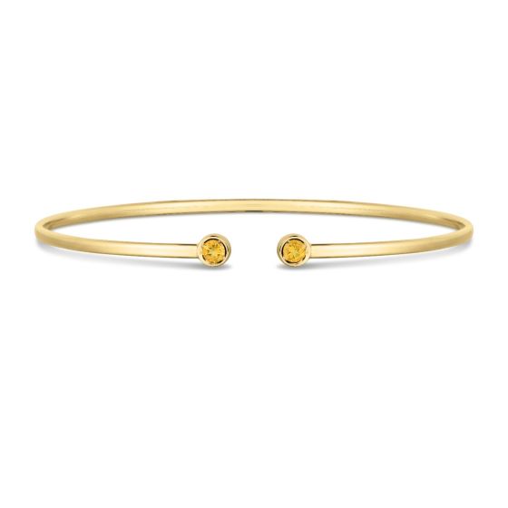 14K Citrine Open Cuff Bangle