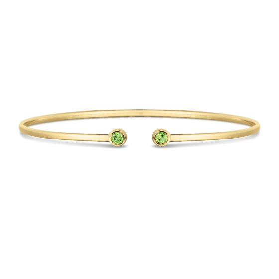 14K Peridot Open Cuff Bangle