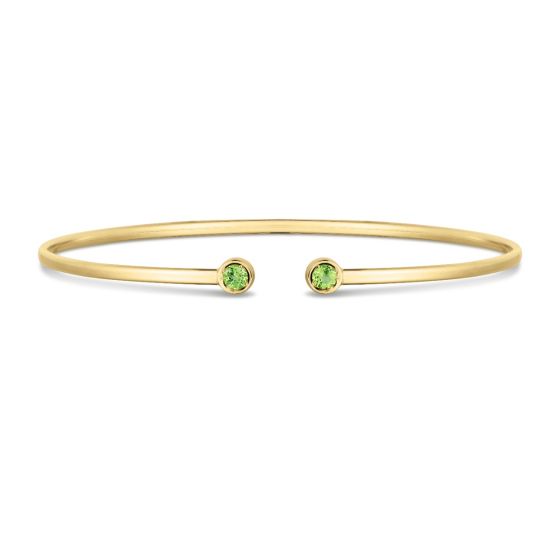 bg3602 14K Peridot Open Cuff Bangle | Royal Chain Group