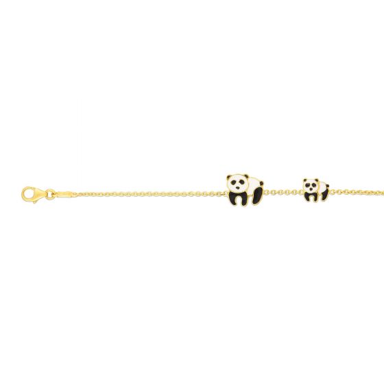 14K Gold Enamel Panda Bracelet