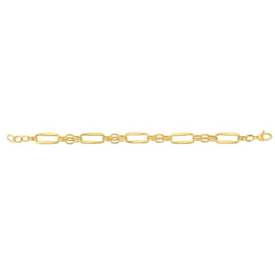 14K Gold Elongated Oval Station Link Chain