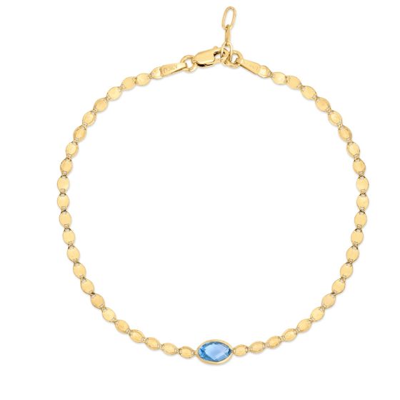 14K Blue Topaz Mirrored Chain