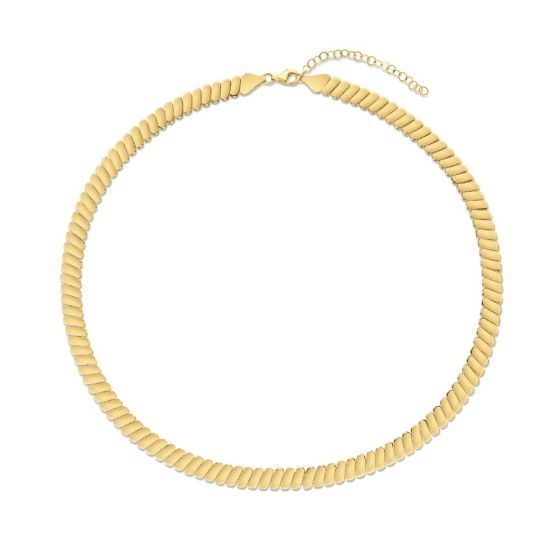 14K Gold Rib Link Necklace