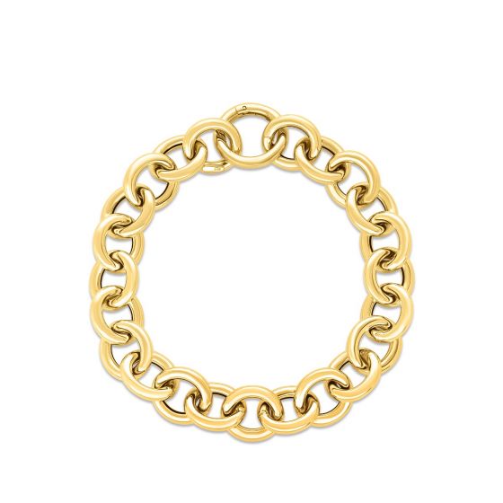 14K Gold Round Link Push Clasp Chain