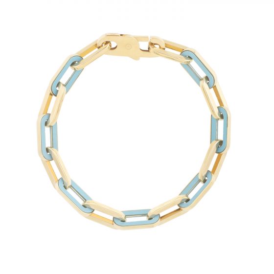 14K Turquoise Paperclip Gem Link Bracelet