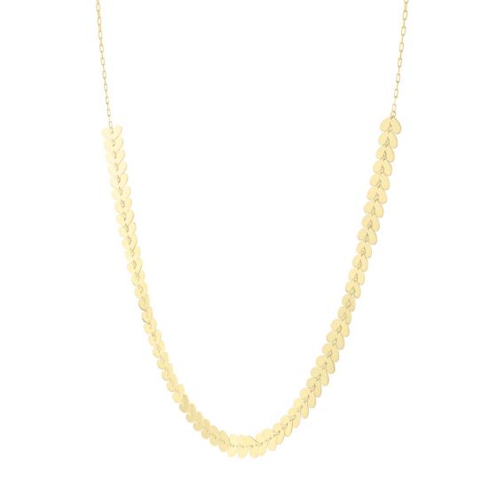14K Polished Heart Link Chain Necklace 