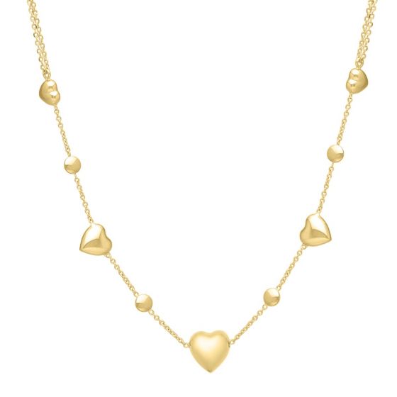 14K Adjustable Puff Heart Necklace