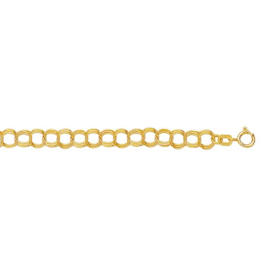 14K Gold Small Triple Link Charm Bracelet 