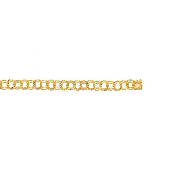 14K Gold 10mm Large Double Link Charm Bracelet