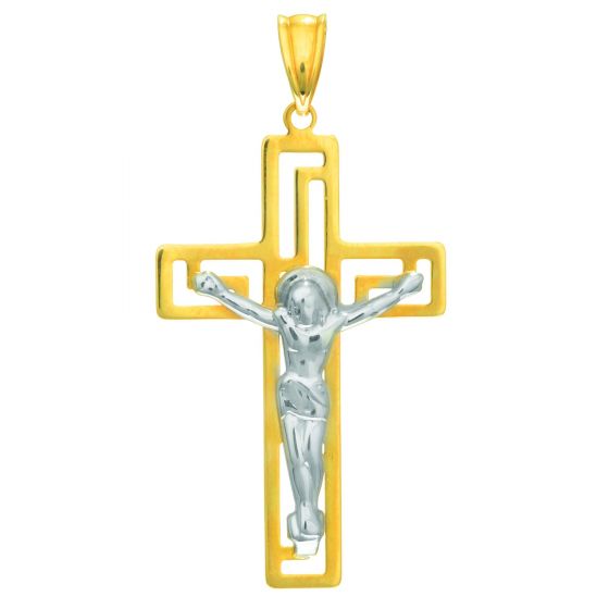 14K Gold Open Back Crucifix Cross