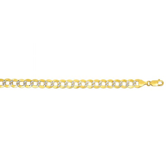 14K Gold 8.3mm White Pave Curb Chain 