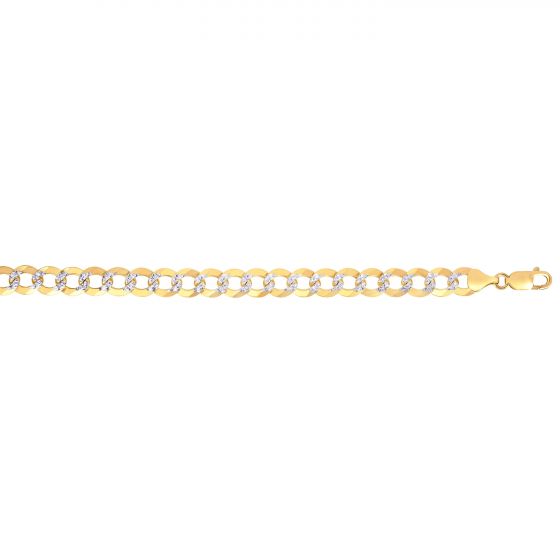 14K Gold 12.18mm White Pave Curb Chain 