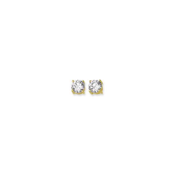 14K Gold 6mm Round CZ Stud Earring