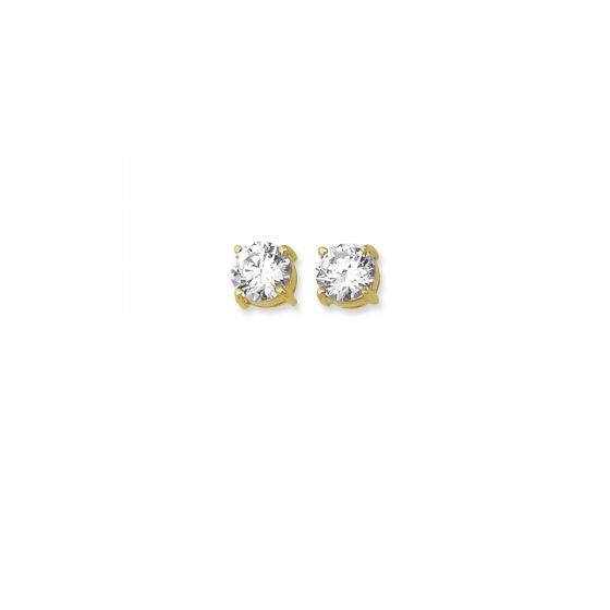 14K Gold 7mm Round CZ Stud Earring