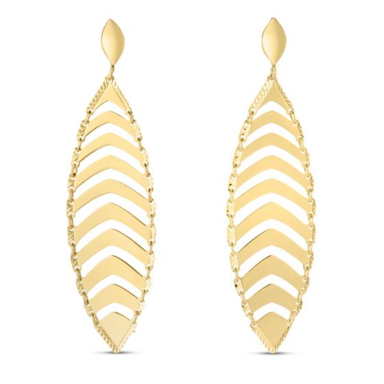 14K Gold Drop Leaf Earrings