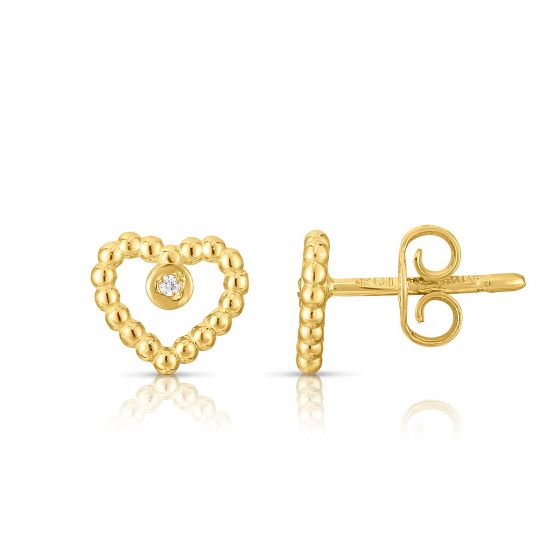 14K Gold Popcorn Heart Earrings