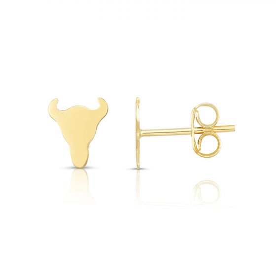 14K Gold Longhorn Stud Earrings