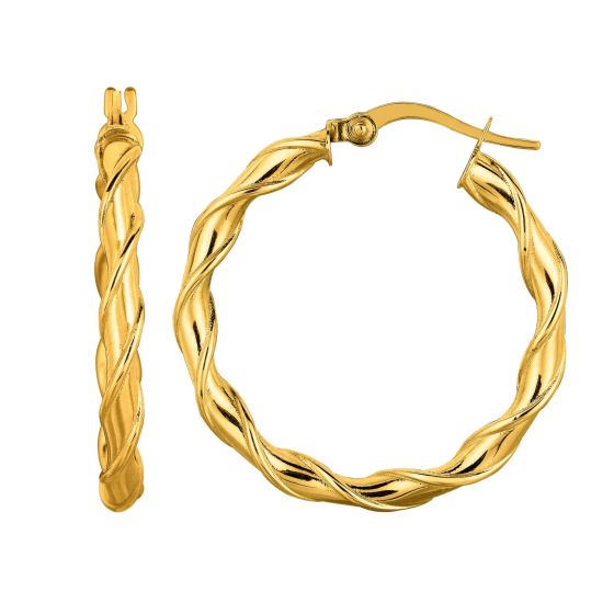 14K Gold 25mm Twist Hoop Earring