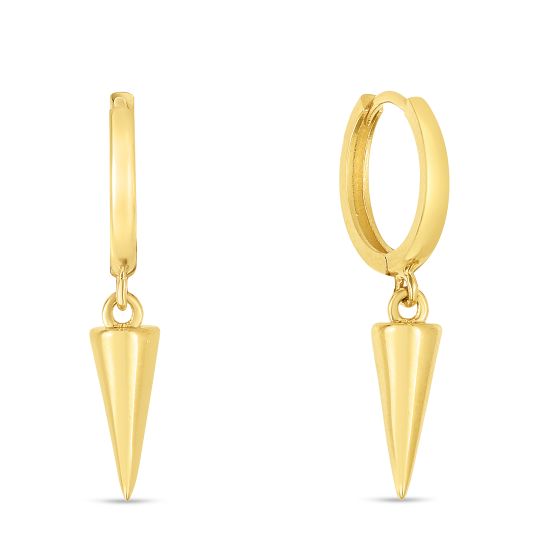 14K Gold Spike Drop Earrings