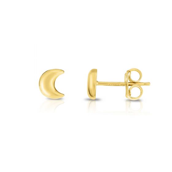 14K Gold Moon Stud Earring