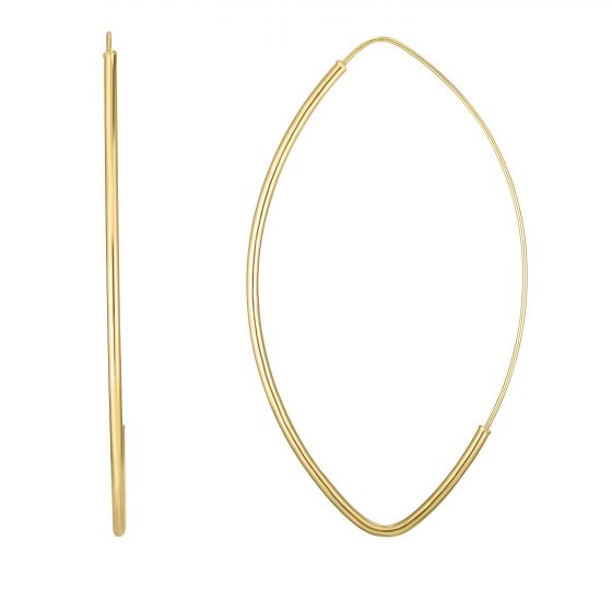 14K Gold Large Polished Marquise Fashion Hoop Earring