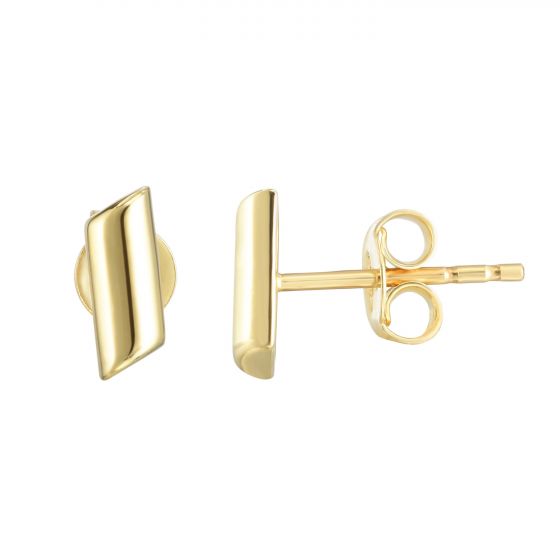 14K Gold Polished Bar Stud Earring