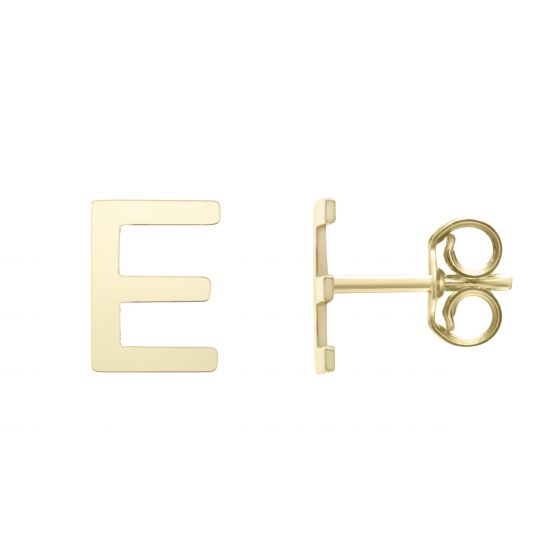 14K Gold Initial E Stud Earring