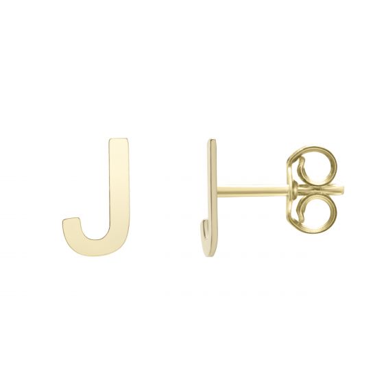 14K Gold Initial J Stud Earring