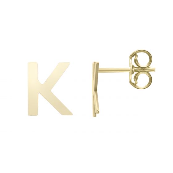 14K Gold Initial K Stud Earring