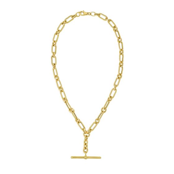 14K Gold Y Necklace with T-Bar 