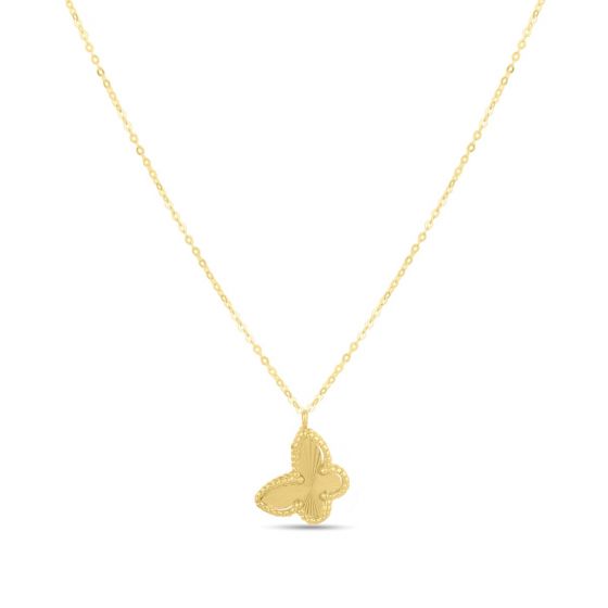 14K Gold Popcorn Butterfly Necklace 