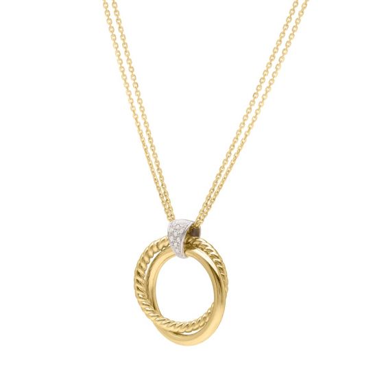 14K Gold & Diamond Interlocked Ring Pendant