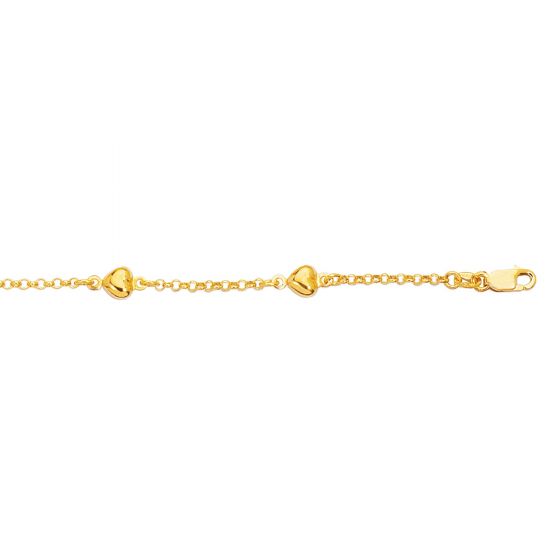 14K Gold Heart Station Link Chain
