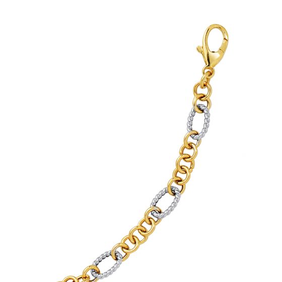 14K Two-tone Gold Alternating Twisted Oval Rope Link Chain