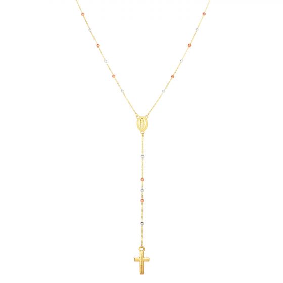 14K Gold Rosary Inspired Necklace