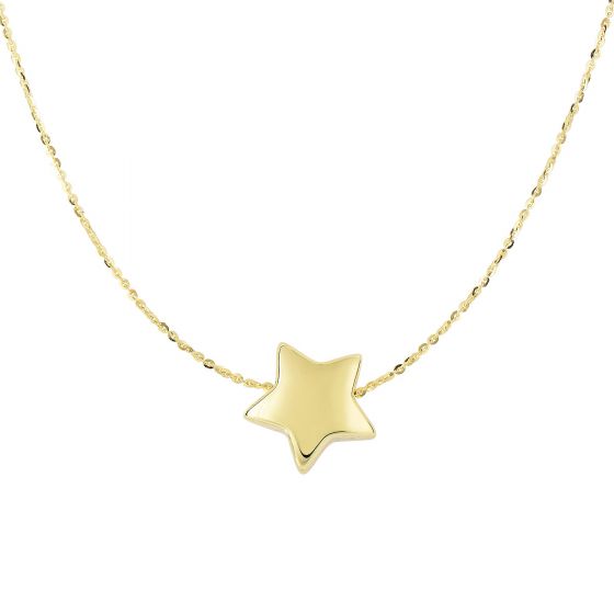 14K Gold Puffed Star Necklace