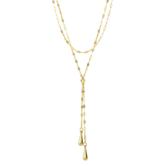 14K Gold Double Tear Drop Multi-Strand Necklace