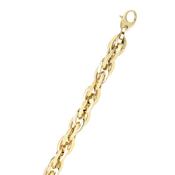 14K Gold Polished Graduated Double Oval Link Chain