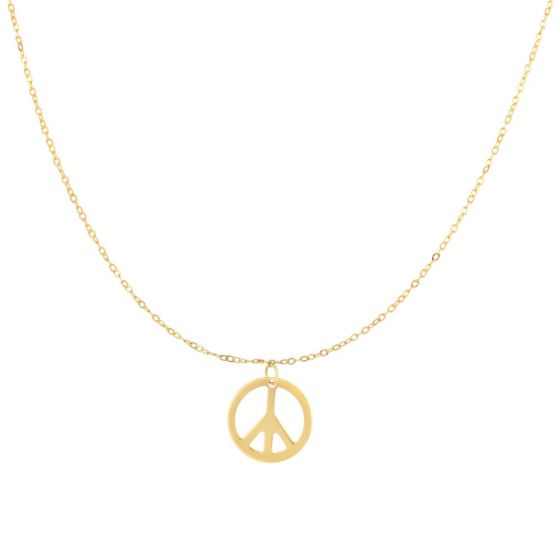 14K Gold Peace Sign Necklace